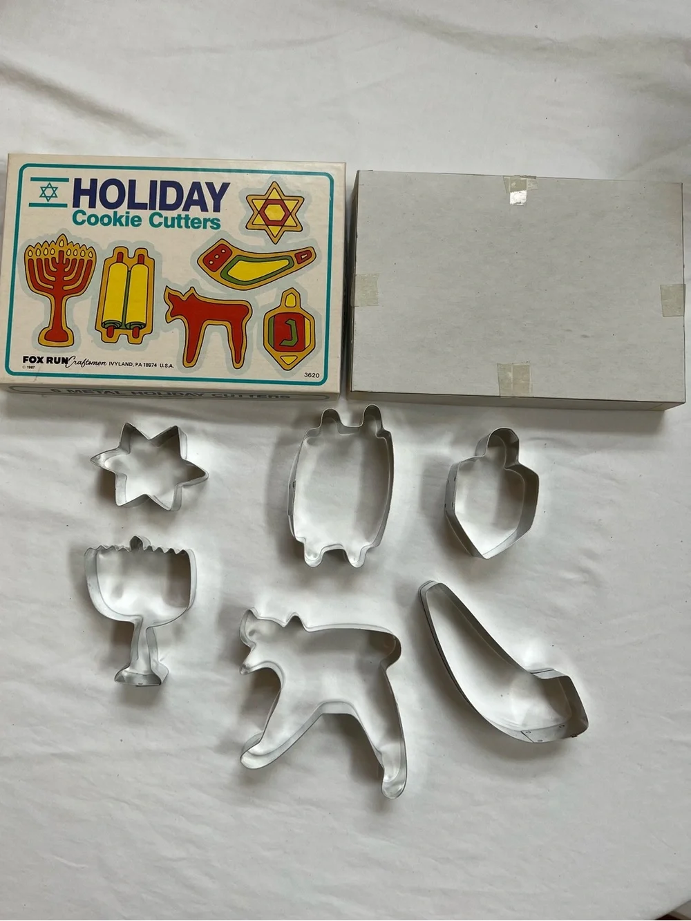 Jewish Cookie Cutters Set of 6 Fox Run Metal Hanukkah Vintage Holiday Cutters